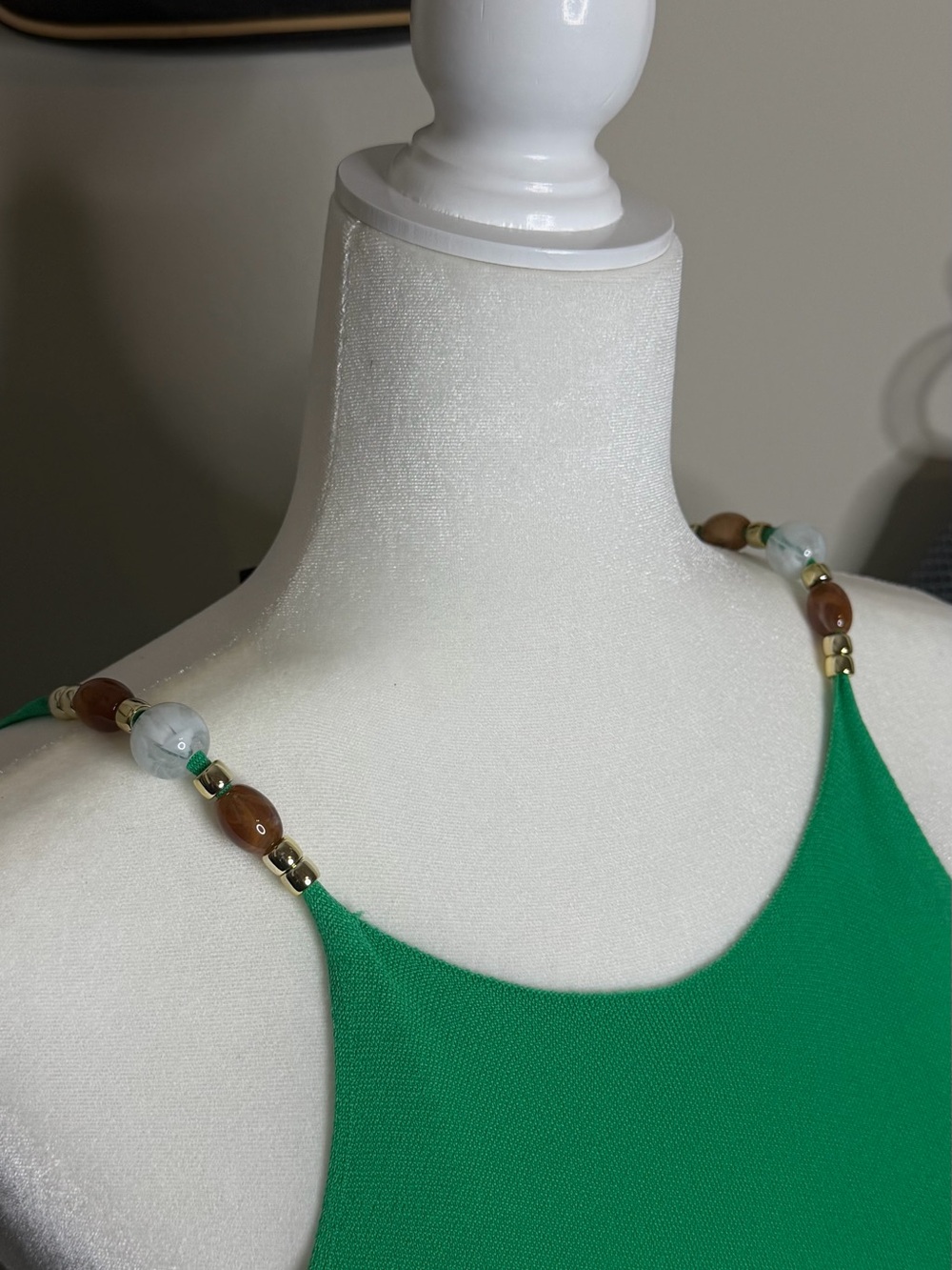 Maje Emerald Green Halter Tank with Stone/Jewel Accent Straps - Size 2